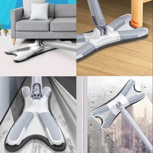 Clarify.pk X Type Flat Floor Mop in white and gray cleaning floors, corners, and windows efficiently