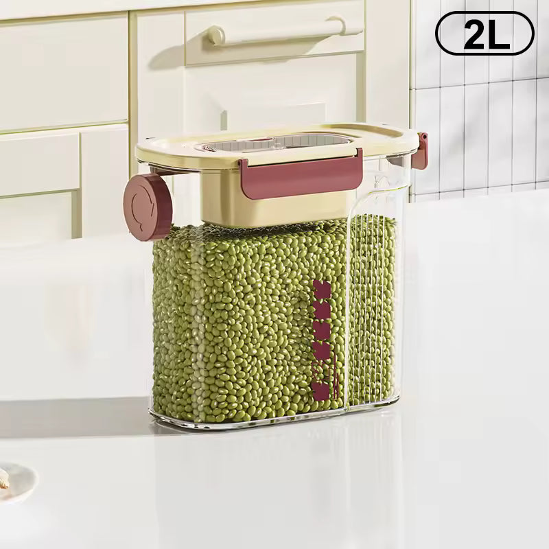 2 liter grain storage container by Clarify.pk with airtight lid and clear body for kitchen use