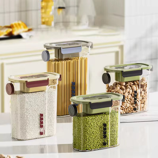 Clarify.pk specialty tools grain storage container set with airtight lids storing pasta, rice, nuts, and beans
