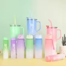 3 Pieces Water Bottle Set in pastel colors with straws and handles for easy carrying