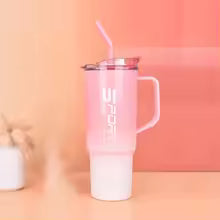 Clarify.pk 3 Pieces Water Bottle Set with Pink Gradient Design and Straw Lid