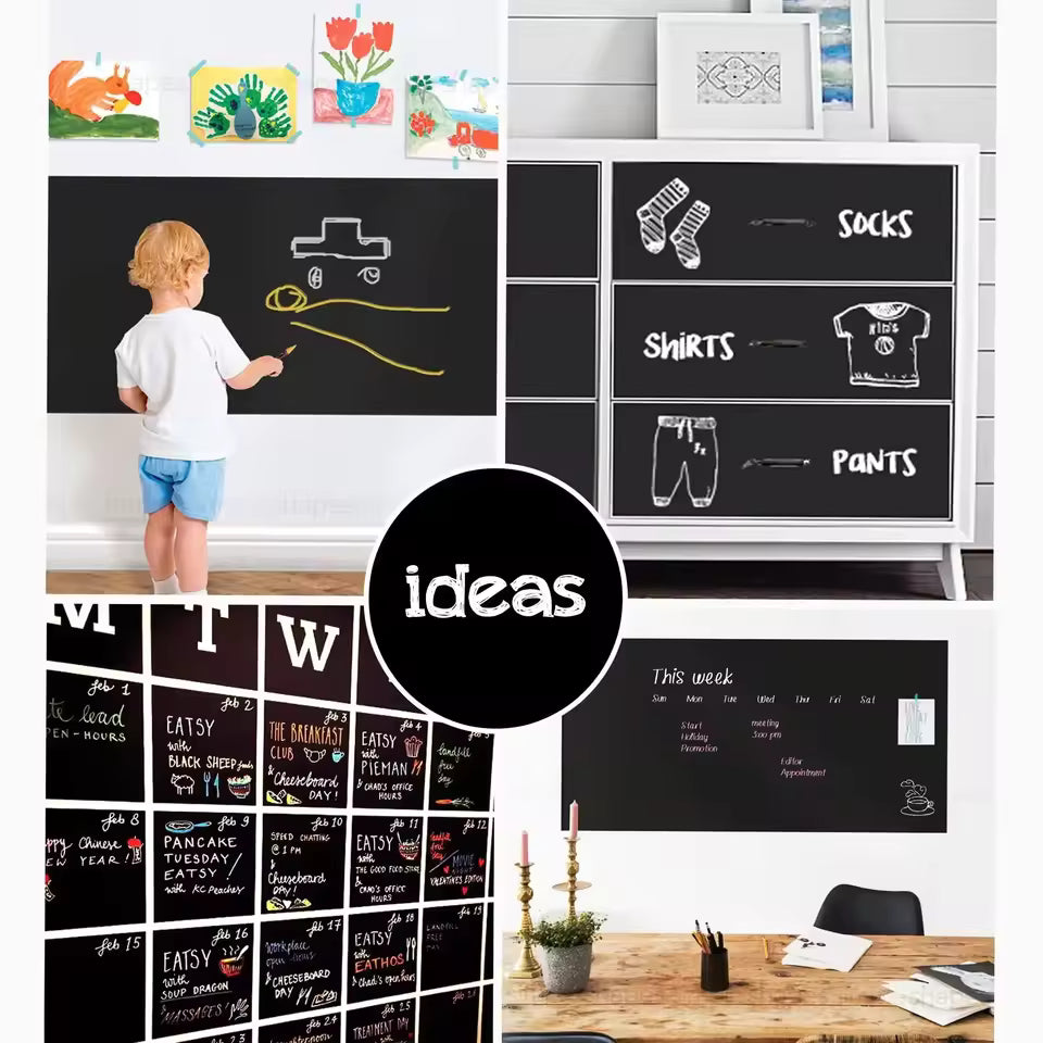 Large blackboard sticker for wall used for kids drawing organizing clothes weekly planner and office notes