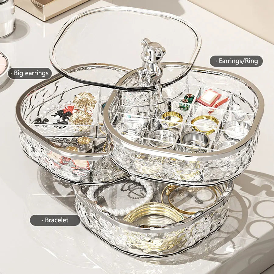 Clarify.pk high-end jewelry storage box with clear compartments for earrings rings bracelets and big earrings