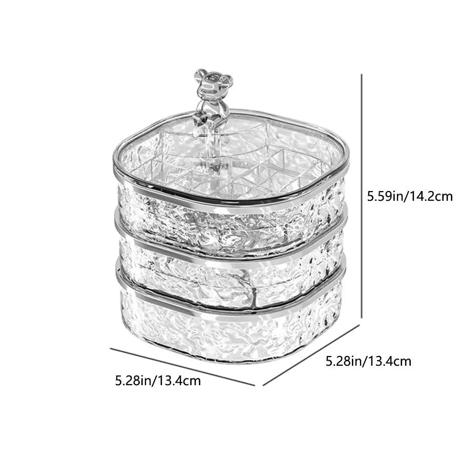 Clarify.pk high-end jewelry storage box with clear textured glass and three stackable compartments
