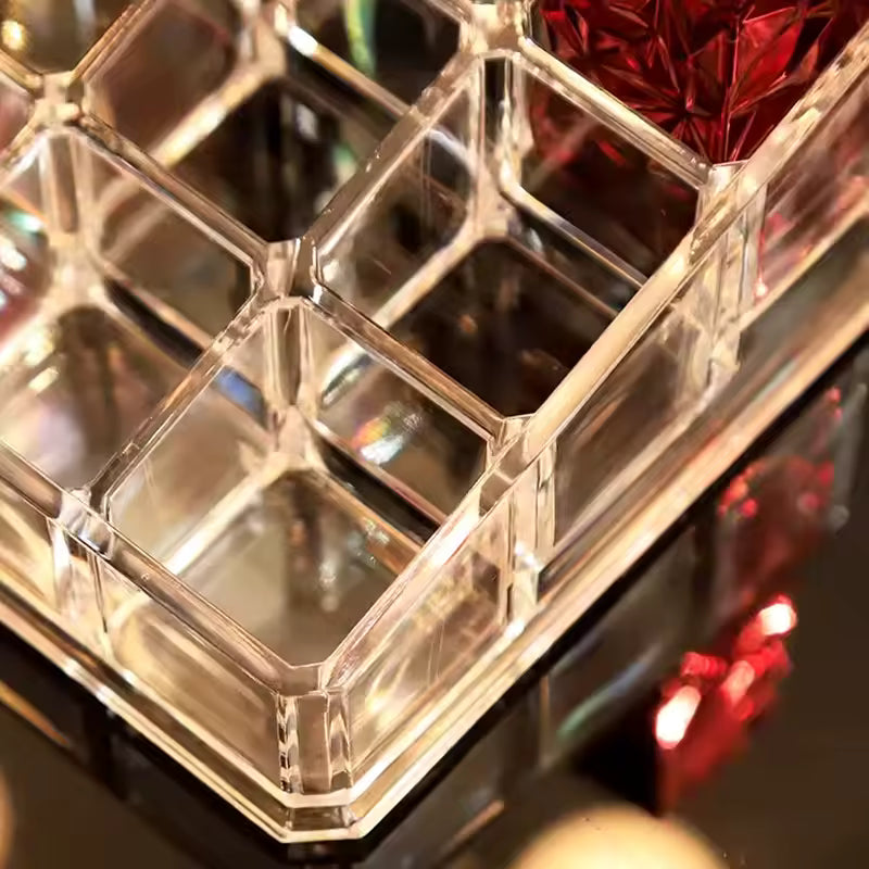 Clear acrylic 9 grid lipstick holder for organized makeup storage by Clarify.pk