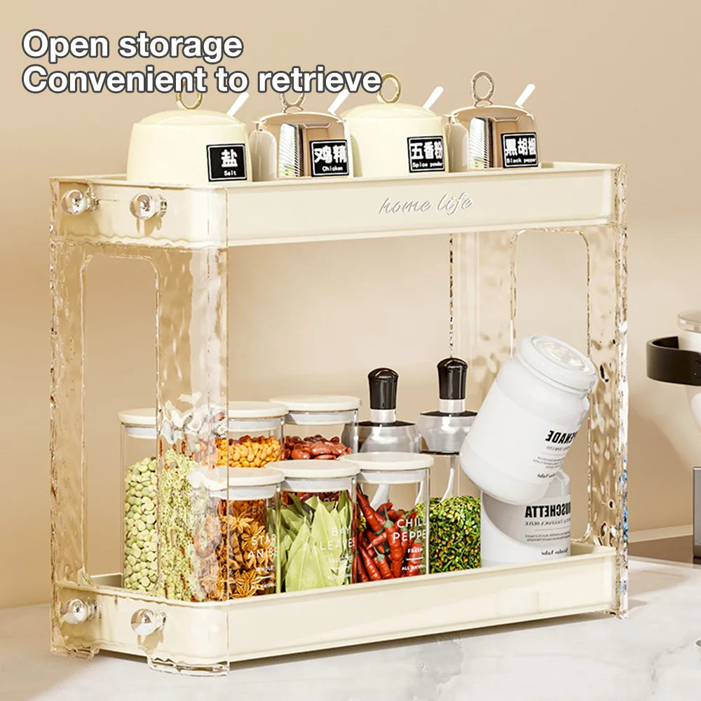 Clarify.pk 2 tier spice rack organizer kitchen cupboard with clear open storage for easy access