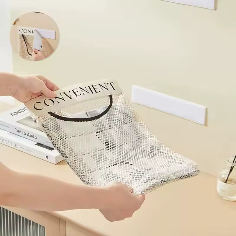Clarify pk mesh shopping bag garbage bag dispenser organizer hanging storage for reusable bags