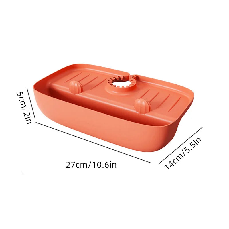 Clarify.pk silicone faucet mat in orange PET and PE material with dimensions 27cm by 14cm by 5cm