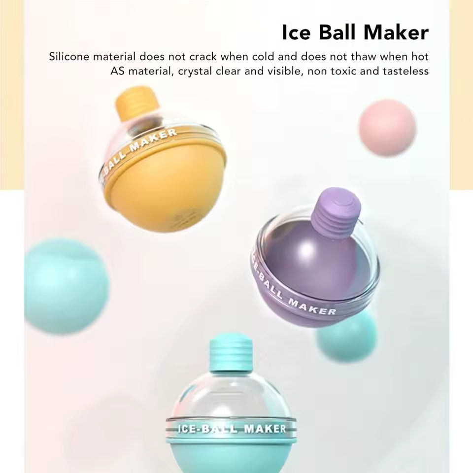 Colorful ice ball maker containers for spherical ice molds with silicone material and clear AS material
