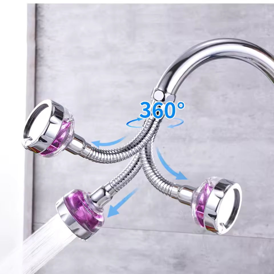 Clarify.pk 360 degree rotating kitchen faucet nozzle aerator with flexible metal hose in chrome finish