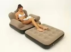 Clarify.pk inflatable sofa bed with extended ottoman for comfortable lounging and relaxation