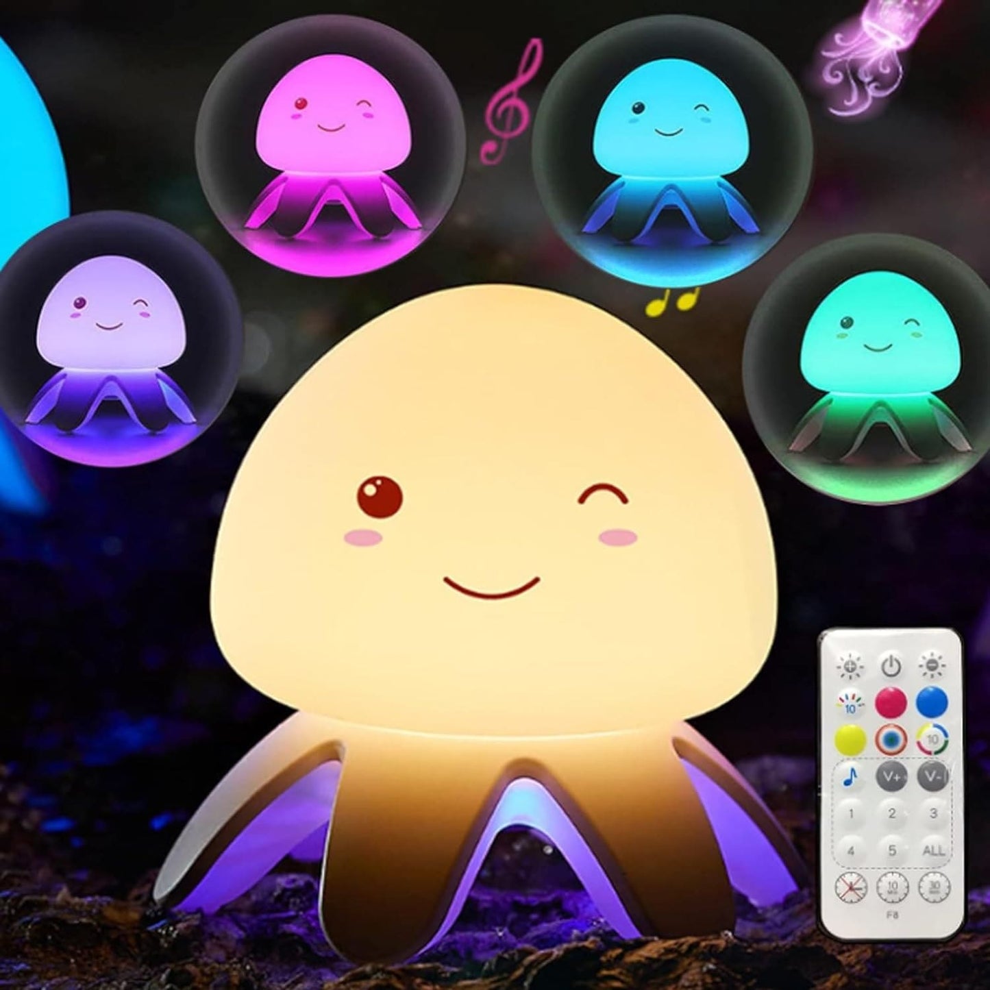 Clarify.pk jellyfish night light with colorful LED glow and remote control for kids room decor