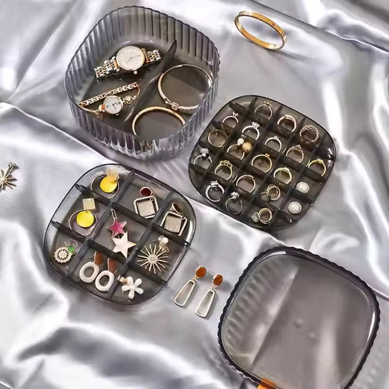 Clarify.pk 3 layer jewelry storage case with separate compartments for rings, watches, and earrings