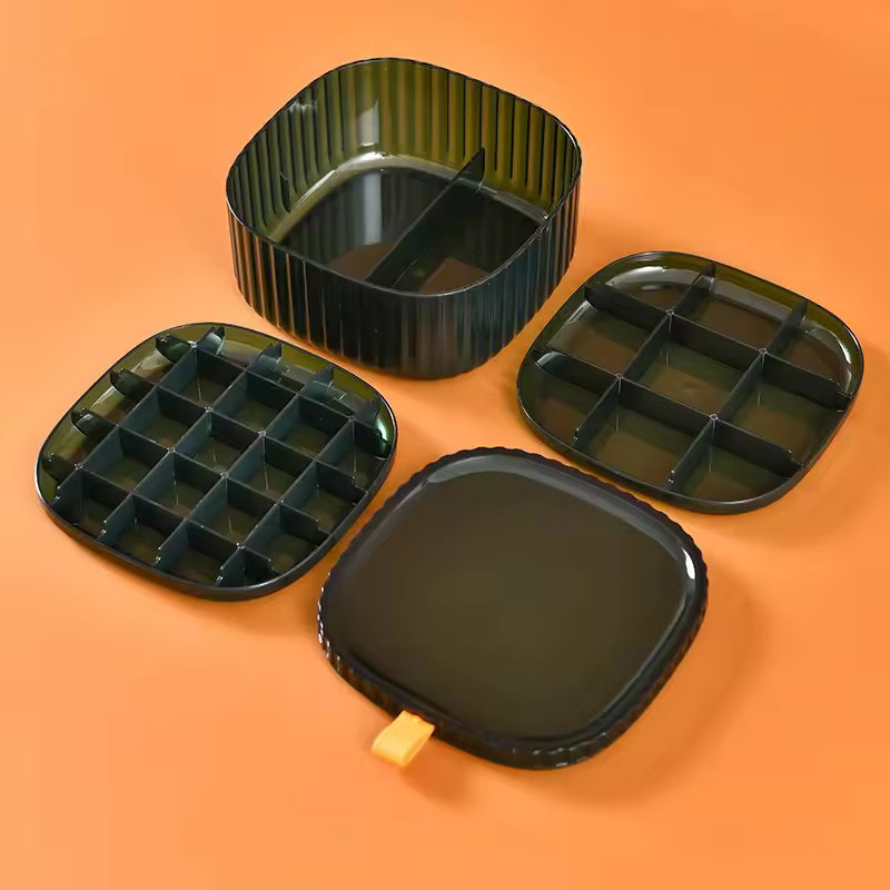 Clarify.pk 3 layer jewelry storage case in black with multiple compartments for organized jewelry storage