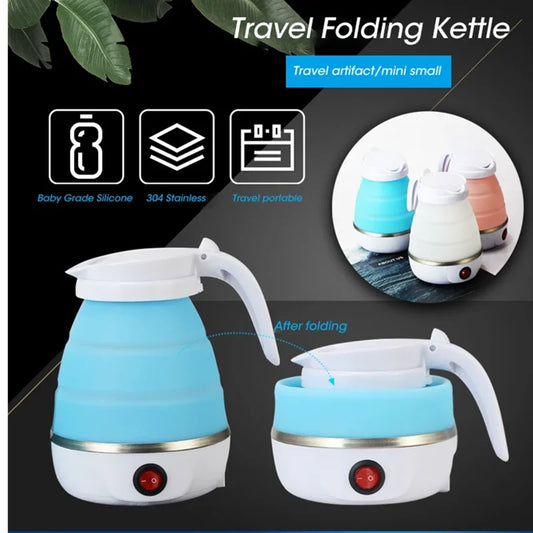 600ml foldable electric kettle in blue with baby grade silicone and stainless steel base by Clarifypk