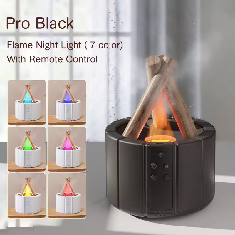 Clarify.pk Pro Black simulated flame aroma diffuser with flame night light and remote control