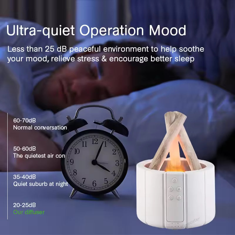 Clarify.pk simulated flame aroma diffuser with ultra-quiet operation for stress relief and better sleep