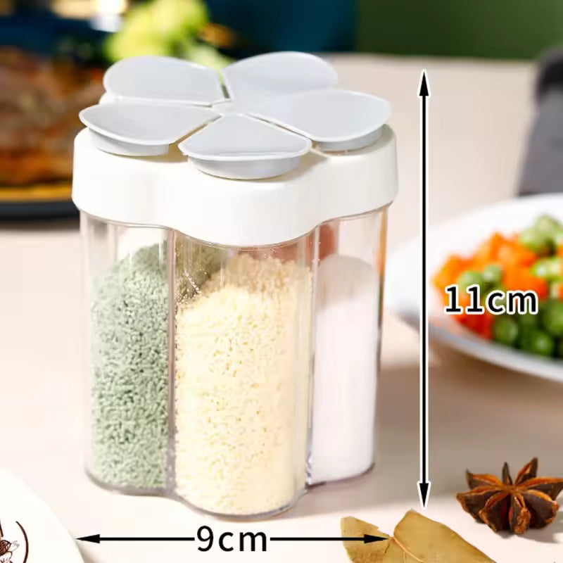 Clarify.pk kitchen seasoning container with lids measuring 11cm height and 9cm width with multiple compartments