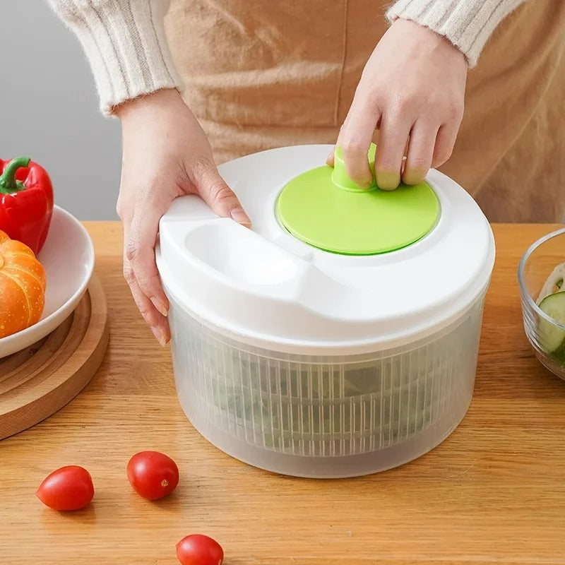 Clarify pk multifunctional lettuce drain basket salad spinner with green hand pump lid for drying and rinsing greens