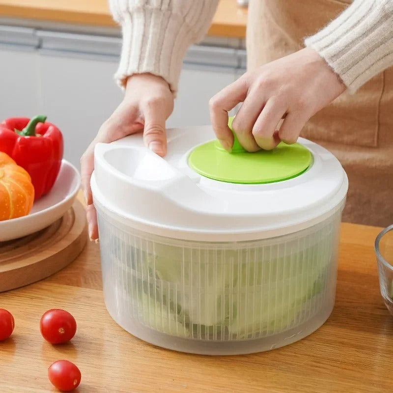 multifunctional lettuce drain basket salad spinner with hand pump lid translucent bowl for washing and drying greens
