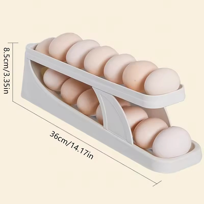 Clarify pk scrolling egg holder storage box double layer tray holds 14 eggs 36 cm fridge organizer