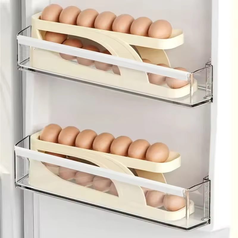 Clarify pk scrolling egg holder storage box beige refrigerator door egg organizer holds 12 eggs