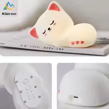 Soft silicone Cat LED lamp night light by Clarify.pk with cute cat design and USB charging port