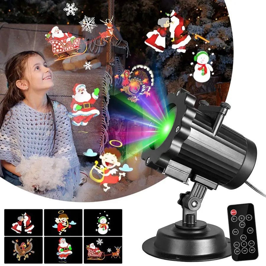 Clarify.pk 16 pattern stage and lawn lamp projecting colorful Christmas and holiday themed lights with remote control