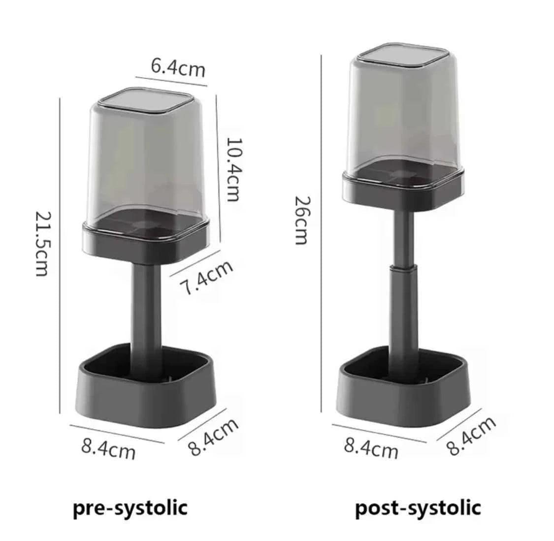 Lamp shaped toothbrush holder with adjustable height and transparent cup for bathroom use