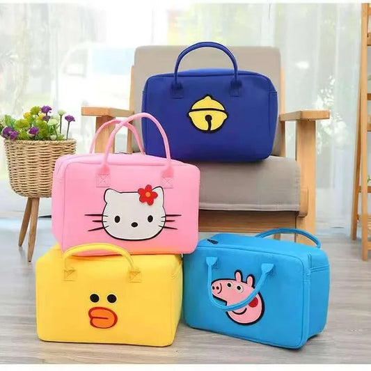 Clarify.pk large capacity cartoon travel bag set with Hello Kitty, bell, duck, and pig designs