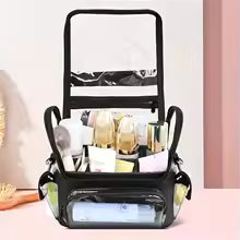 Clarify.pk large capacity makeup travel case with multiple compartments and transparent front pocket