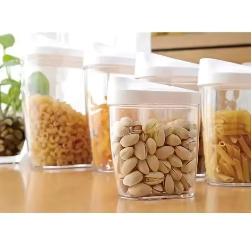 Clarify.pk large capacity storage jars for pantry with white lids holding nuts and pasta