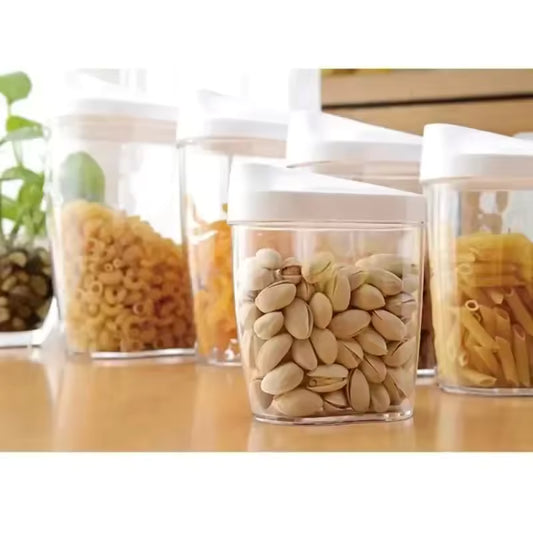 Clarify.pk large capacity storage jars for pantry with white lids holding nuts and pasta