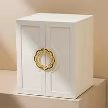 Large faux leather jewelry box from Clarify.pk with double doors and gold decorative handle