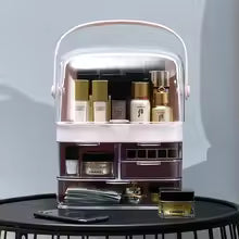 Clarify.pk large makeup organizer box with multiple compartments and transparent lid for desktop storage