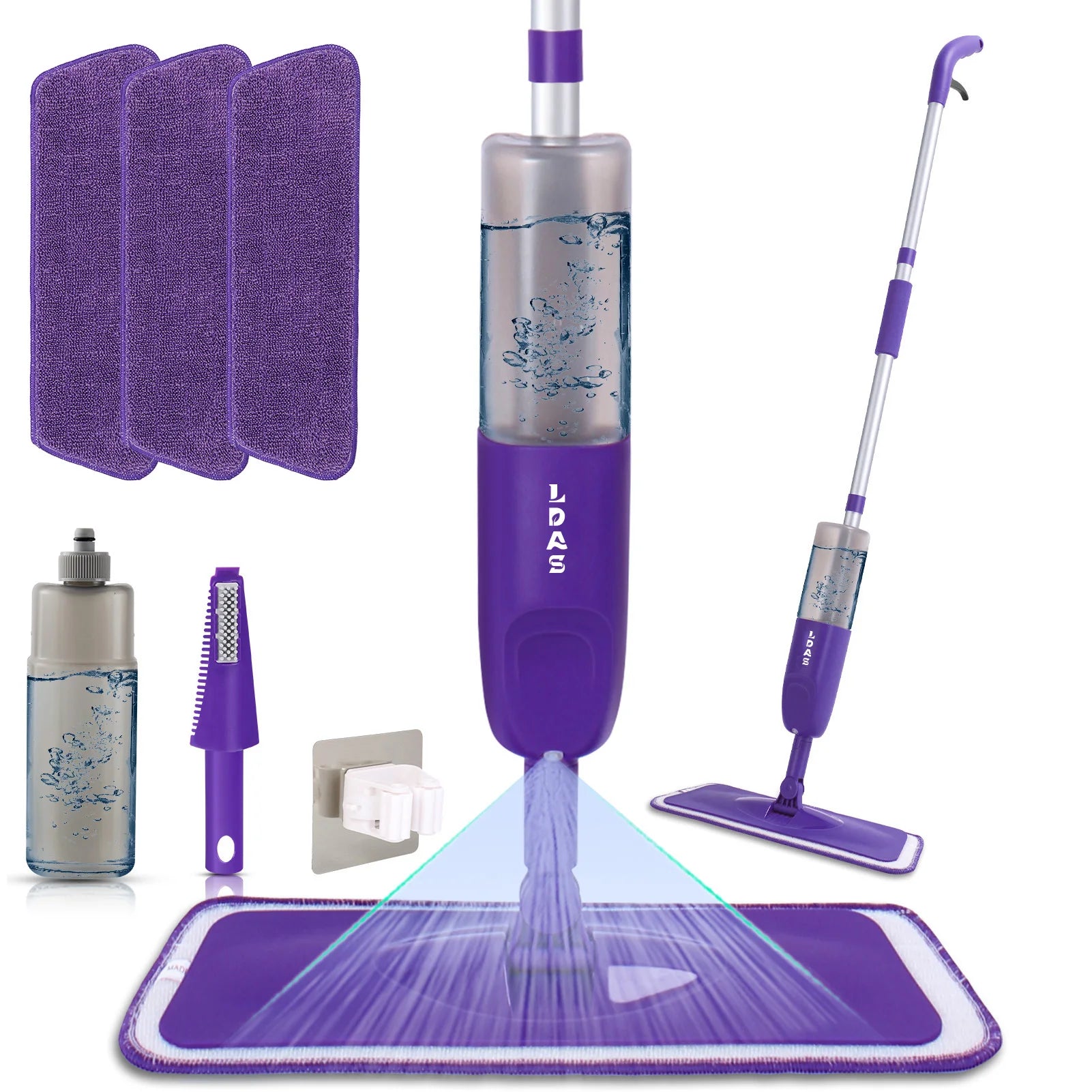 Clarify.pk purple spray mop for tiles and wood floors with refillable bottle and microfiber pads