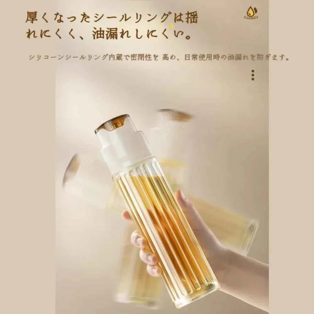 Stylish leak-proof glass oil jar with a silicone seal for secure storage of cooking oils