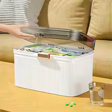 Leakproof first aid kit box by Clarify.pk with secure lid and organized medical supplies inside