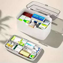 Leakproof first aid kit box by Clarify.pk with organized compartments for medical supplies storage