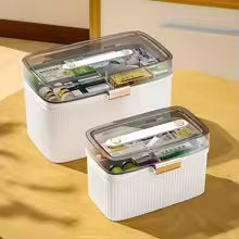 Clarify.pk leakproof first aid kit box set with transparent lids and secure clasps for organized medical supplies