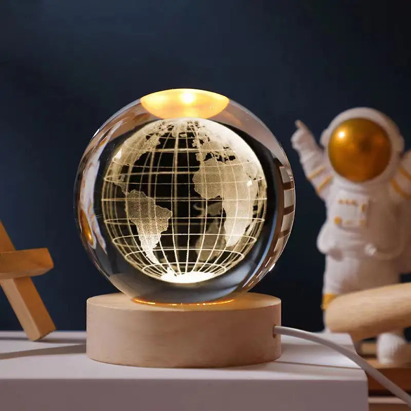 Clarify.pk LED astronomy night light with illuminated globe design on wooden base