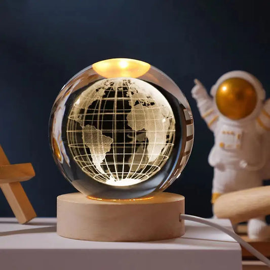 Clarify.pk LED astronomy night light with illuminated globe design on wooden base
