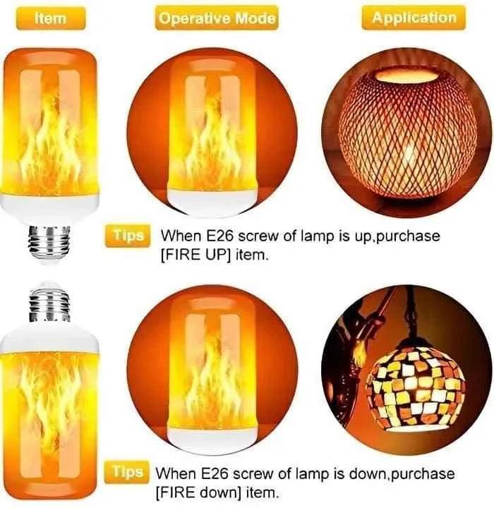 Clarify LED flame effect bulb showing fire simulation with E26 screw base for decorative lighting