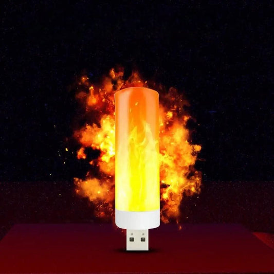 USB powered LED flame effect night light with realistic flickering fire design by Clarify.pk