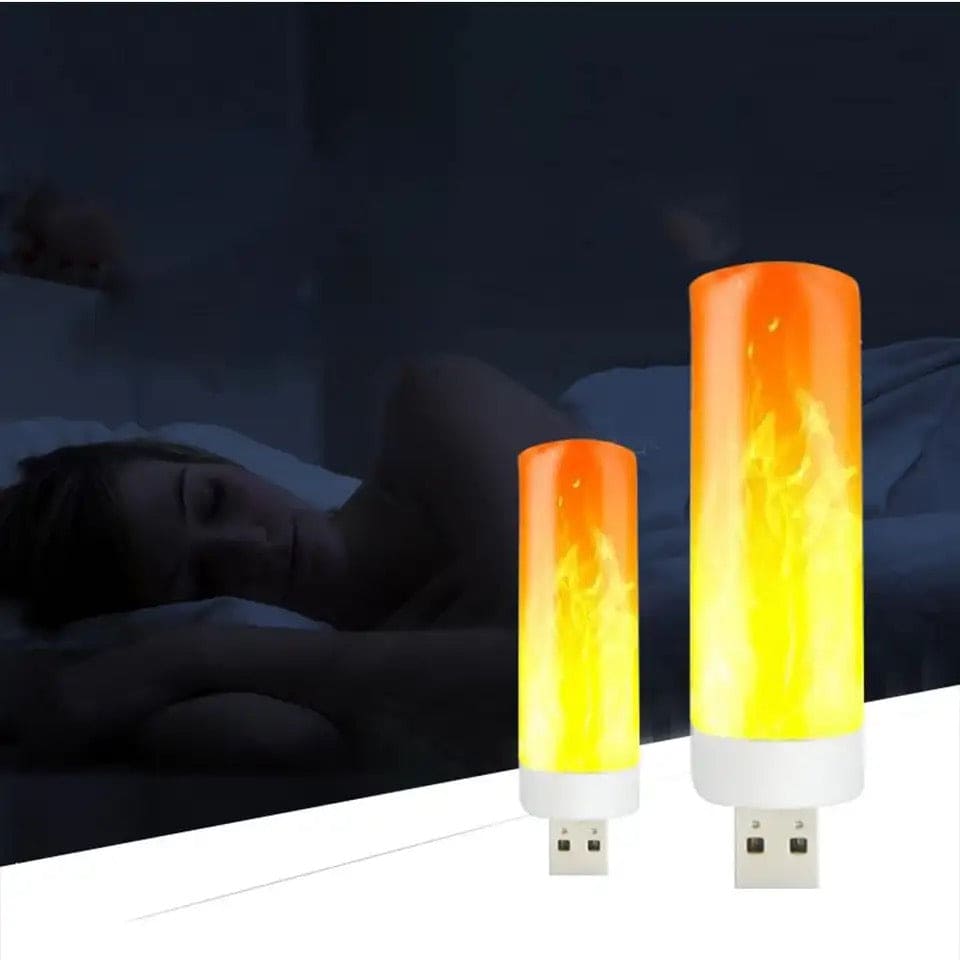 Clarify.pk USB LED flame effect night light showing realistic flickering flame design for ambiance