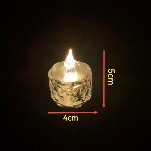 Compact LED flameless candle lights with 4cm width and 5cm height glowing softly