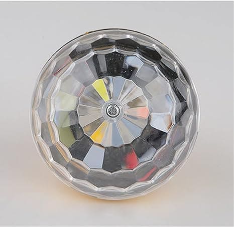 Clear LED rotating disco ball light with faceted surface for party and event decoration