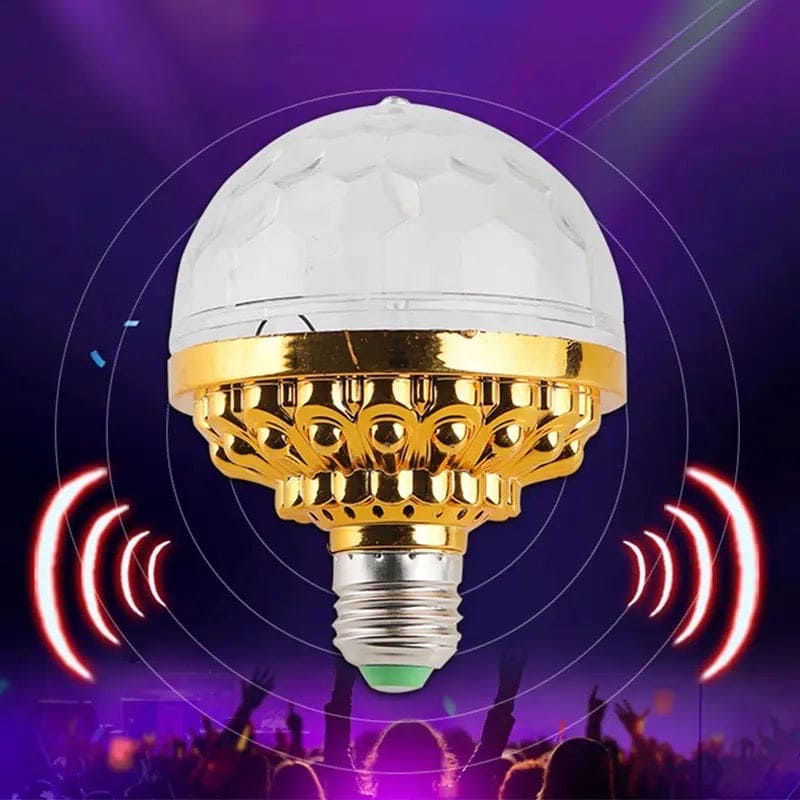 Clarify.pk LED rotating disco ball light with gold base and faceted dome for vibrant party lighting