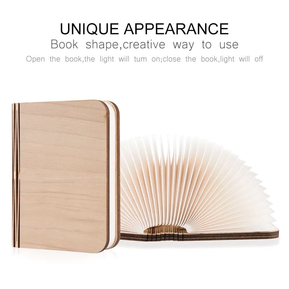 Clarify.pk LED wooden book lamp with unique book shape that turns on when opened and off when closed