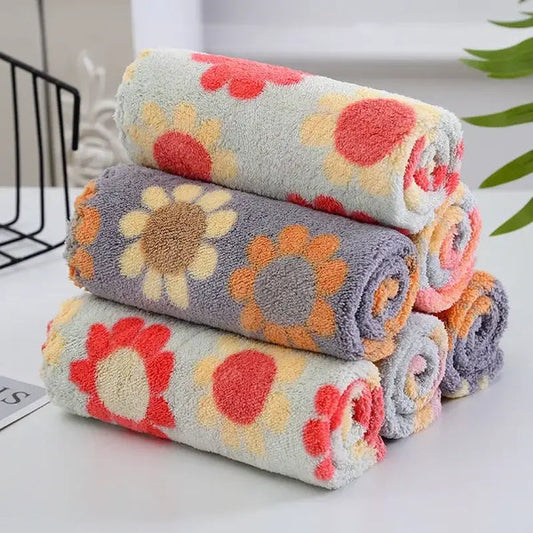 Clarify pk floral cotton face towels rolled stack with colorful sunflower prints soft absorbent cotton